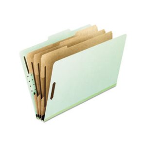FILE FOLDER, Eight-Section, Pressboard, Letter, 2 / 5 Tab, Green, 10 / Box