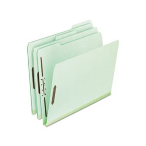 FASTENER FOLDER, Pressboard, 2 Fasteners, 1" Expansion, 1 / 3 Tab, Letter, Green, 25 / Box