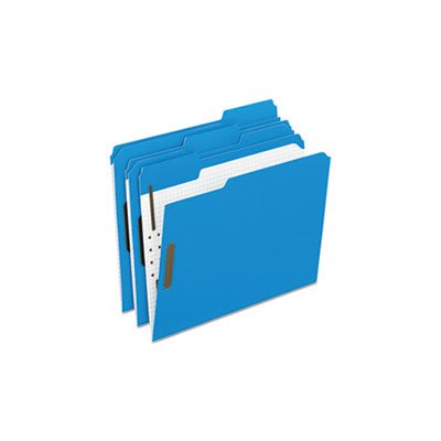 FASTENER FOLDER, Colored, W /  Embossed Fasteners, 1 / 3 Cut, Letter, Blue / Grid Interior