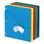 Pocket Project Folders, 3 Holes, Letter, Five Colors, 10 / Pack