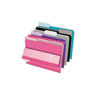 FILE FOLDERS, Interior, 1 / 3 Cut Top Tab, Letter, Pastel Assortment, 100 / Box