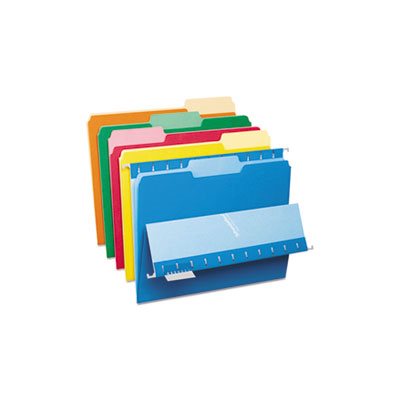 FILE FOLDERS, Interior, 1 / 3 Cut Top Tab, Letter, Bright Assortment, 100 / Box