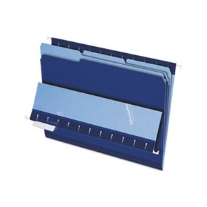 FILE FOLDERS, Interior, 1 / 3 Cut Top Tab, Letter, Navy Blue, 100 / Box