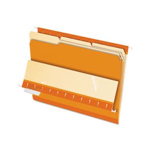 FILE FOLDERS, Interior, 1 / 3 Cut Top Tab, Letter, Orange, 100 / Box