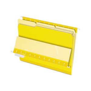 FILE FOLDERS, Interior, 1 / 3 Cut Top Tab, Letter, Yellow, 100 / Box