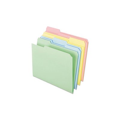 FILE FOLDERS, Pastel, Color, 1 / 3 Cut Top Tab, Letter, Assorted, 100 / Box