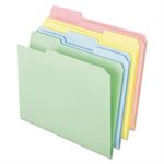 FILE FOLDERS, Pastel, Color, 1 / 3 Cut Top Tab, Letter, Assorted, 100 / Box