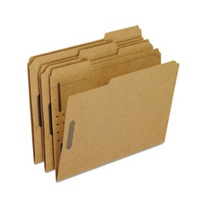 Fastener Folders, TWO Fasteners, 1 / 3 Cut Tabs, Letter, KRAFT, 50 / Box