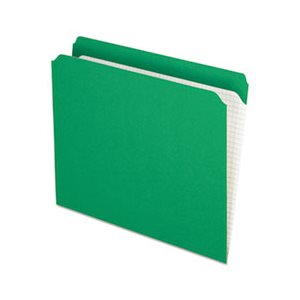 FILE FOLDERS, Reinforced, Top Tab, Straight Cut, Letter, Bright Green, 100 / Box