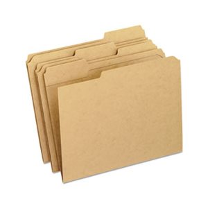 Two-Ply Dark Kraft File Folders, 1 / 3 Cut Top Tab, Letter, Brown, 100 / Box