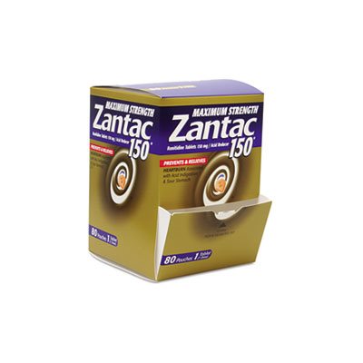 ACID REDUCER, ZANTAC, Maximum Strength, 150mg, 1 per Pack, 80 Packs / Box