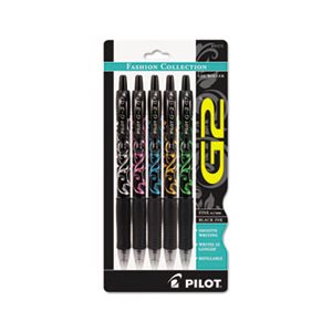 PEN, RETRACTABLE, G2 Fashion Premium, Gel, Black Ink / Asst. Barrels, .7mm, 5 / Set