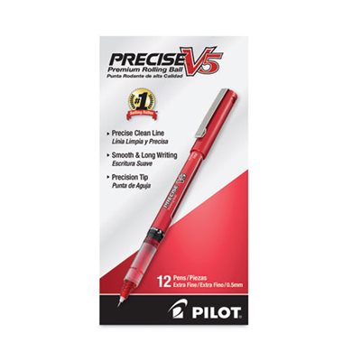 PEN, ROLLER BALL, STICK, Precise V5, Precision Point, Red Ink, .5mm, Dozen