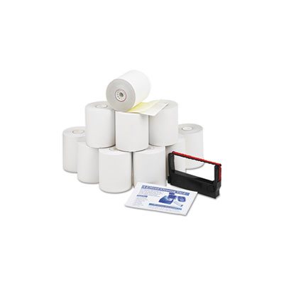 Paper Rolls, Credit Verification Kit, 3" x 90 ft, White / Canary, 10 / Carton