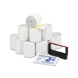 Paper Rolls, Credit Verification Kit, 3" x 90 ft, White / Canary, 10 / Carton