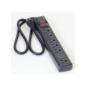 POWER STRIP, 6 OUTLET, 3' CORD, CENTURY, BLACK