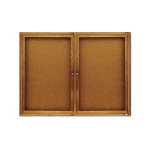 BOARD, BULLETIN, Enclosed, FABRIC / CORK,, 48" x 36", Oak FINISH Frame