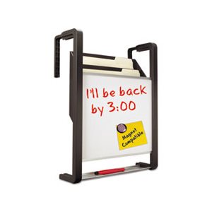 Hanging File Pocket with Dry Erase Board, Three Pockets, Letter, Black