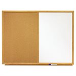 Bulletin / Dry-Erase Board, Melamine / Cork, 36 x 24, White / Brown, Oak Finish Frame