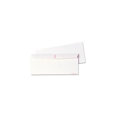 Breast Cancer Awareness Envelope, #10, 4 1 / 8 x 9 1 / 2, White / Pink Ribbon, 500 / Box