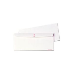 Breast Cancer Awareness Envelope, #10, 4 1 / 8 x 9 1 / 2, White / Pink Ribbon, 500 / Box