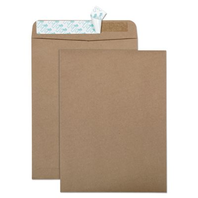 100% Recycled Brown Kraft Redi Strip Envelope, 9 x 12, Brown Kraft, 100 / Box