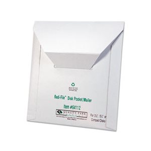 Redi File Disk Pocket Mailer, 6 x 5 7 / 8, Recycled, White, 10 / Pack