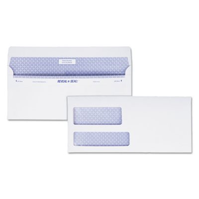 Reveal N Seal Double Window Invoice Envelope, Self Adhesive, White, 500 / Box