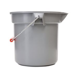 14 Quart Round Utility Bucket, 12" Diameter x 11 1 / 4"h, Gray Plastic