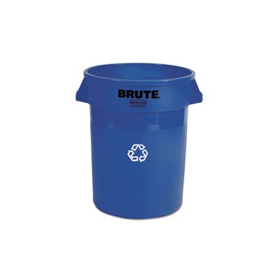 Brute Recycling Container, Round, 32 gal, Blue