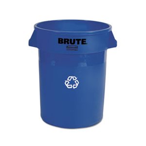 Brute Recycling Container, Round, 32 gal, Blue