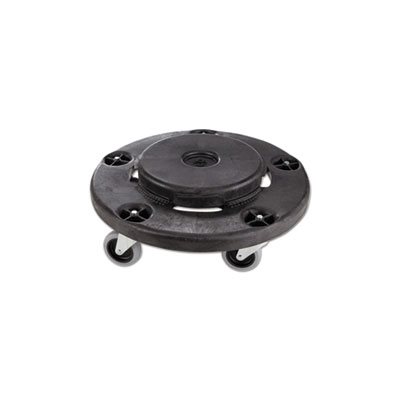 Brute Round Twist On / Off Dolly, 250lb Capacity, 18dia x 6 5 / 8h, Black