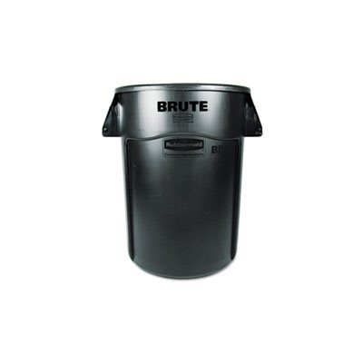 Brute Vented Trash Receptacle, Round, 44 gal, Black