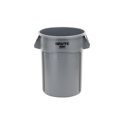 Brute Vented Trash Receptacle, Round, 44 gal, Gray