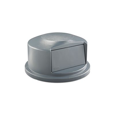 Round Brute Dome Top Receptacle, Push Door, 24 13 / 16 x 12 5 / 8, Gray