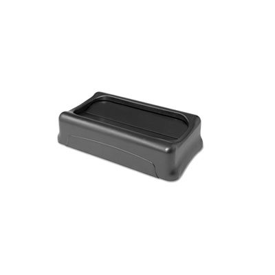 Swing Top Lid for Slim Jim Waste Containers, 11 3 / 8 x 20 3 / 8, Plastic, Black