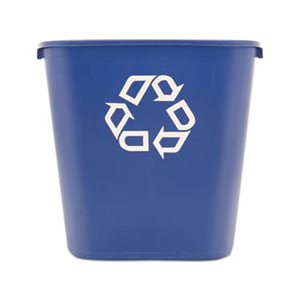 Medium Deskside Recycling Container, Rectangular, Plastic, 28.125qt, Blue