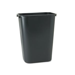 Deskside Plastic Wastebasket, Rectangular, 10 1 / 4 gal, Black