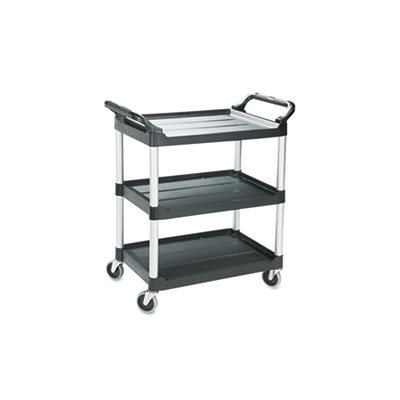 Economy Plastic Cart, Three-Shelf, 18-5 / 8w x 33-5 / 8d x 37-3 / 4h, Black