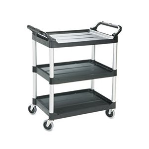 Economy Plastic Cart, Three-Shelf, 18-5 / 8w x 33-5 / 8d x 37-3 / 4h, Black