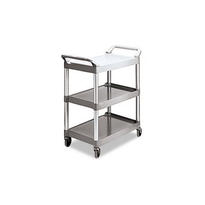 Economy Plastic Cart, Three-Shelf, 18-5 / 8w x 33-5 / 8d x 37-3 / 4h, Platinum