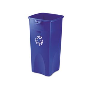 Untouchable Recycling Container, Square, Plastic, 23gal, Blue