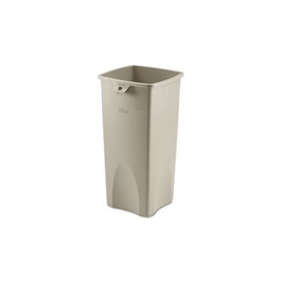 Untouchable Waste Container, Square, Plastic, 23gal, Beige