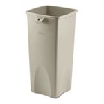 Untouchable Waste Container, Square, Plastic, 23gal, Beige