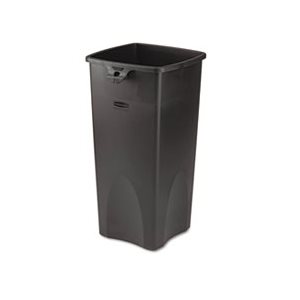 Untouchable Waste Container, Square, Plastic, 23gal, Black