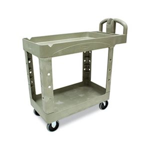 Heavy-Duty Utility Cart, Two-Shelf, 17-1 / 8w x 38-1 / 2d x 38-7 / 8h, Beige