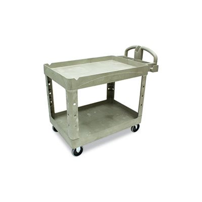 Heavy-Duty Utility Cart, Two-Shelf, 25 1 / 4w x 44d x 39h, Beige