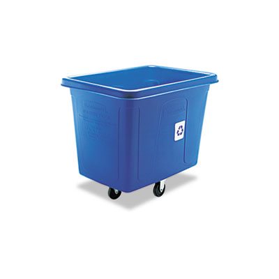 Recycling Cube Truck, Rectangular, Polyethylene, 500lb Cap, Blue