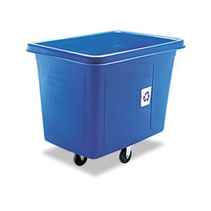 Recycling Cube Truck, Rectangular, Polyethylene, 500lb Cap, Blue