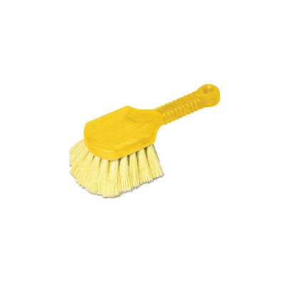 Long Handle Scrub, 8" Plastic Handle, Yellow Handle w / Yellow Bristles